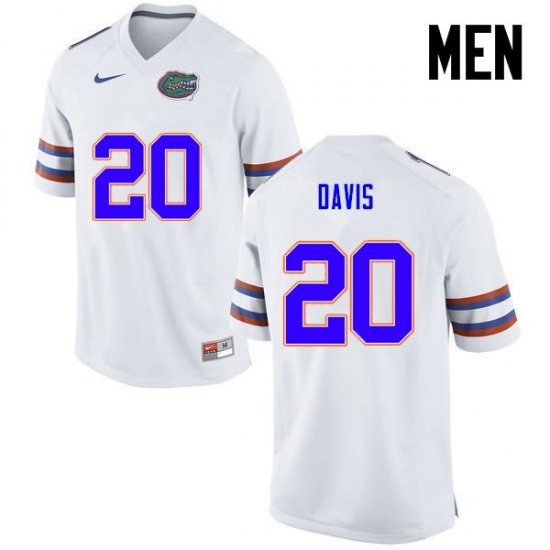 Men's Florida Gators #20 Malik Davis NCAA Nike White Authentic Stitched College Football Jersey HQL6762AS